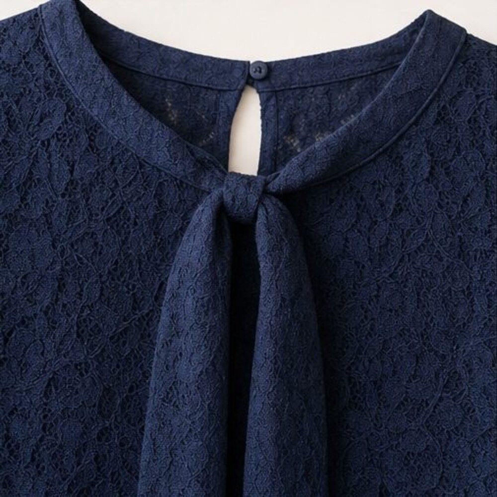 Navy Button Blouse - Picture 4 of 6